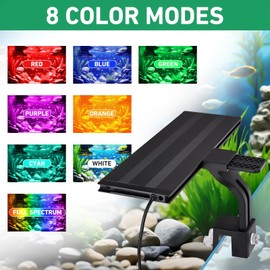 Finaqua 24/7 LED Aquarium Light – Simulates Sunrise to Sunset, Full Spectrum, Adjustable Brightness, Clip-On Light for 12-24in Fish Tanks