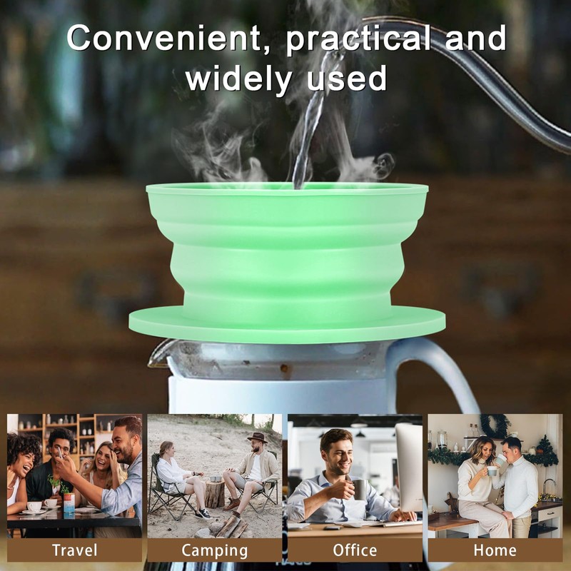 VVGCS Collapsible Travel Pour Over Coffee Maker Camping, Paperless Silicone