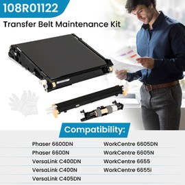 108R01122 Transfer Belt Assembly Kit Compatible with Phaser 6600 VersaLink C400 C405 WorkCentre 6605 6655 6655i, Include Transfer Belt, Feed Roller, Bias Transfer Roller, Gloves