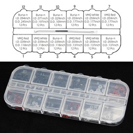 144pcs Rubber O Ring Assortment Kits 12 Sizes Made of Nitrile Rubber NBR Replacement