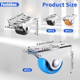 12Pcs Small Caster Wheels with Screwdriver, 2 Sizes 3 Colors Mini Fixed Caster Wheels for Furniture, Replaceable Small Fixed Caster Caster Wheels Set for Drawer Shelves Cabinets Box