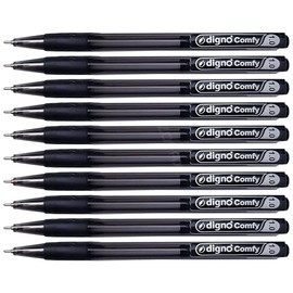DIGNO Comfort Retractable Ballpoint Pens, BLACK, Medium Point (1.0mm), Pack of 10, Click Smooth Ball Pens, Soft Grip, School Office Home Professional Business Use