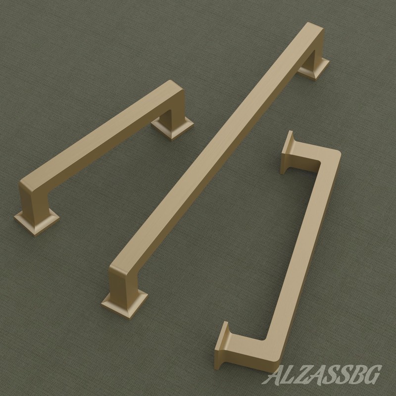 Alzassbg 10 Pack Brushed Gold Cabinet Pulls, 5 Inch(128mm) Hole