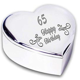 65th 65 Sixty Fifth Happy Birthday Swirl Heart Shaped Trinket Box Keepsake Novelty Keepsake Gifts Idea For Her Women Ladies