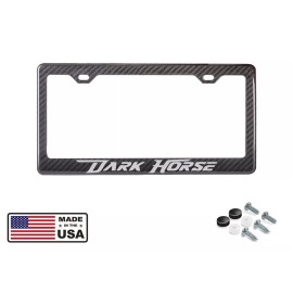 BLVD REFLECTIVE WHITE DARK HORSE Mustang TRUE Carbon Fiber License Plate Frame