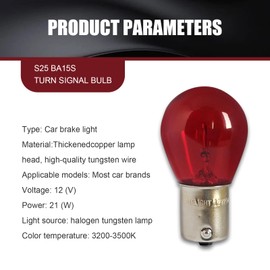 Polcatay 10 PCS 1156 Turn Signal Light, P21 W 1141 S25 12 V 21 W BA15S High Brightness Halogen Bulb, Quartz Glass Waterproof Indicator Bulb Replacement, for Most Cars Trucks Motorcycles (Red)