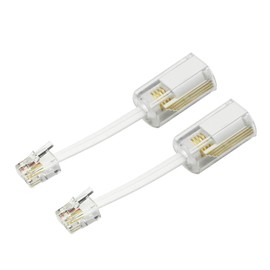 Phone Cord Detangler, RJ9 Extended Swivel Telephone Cord Detangler Modular Cable Phone Cord Anti-Twist Anti Tangle Telephone Cable 360 Degree Rotating Landline Swivel Cord Untangled Phone Cord White