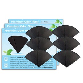 GoodVac Replacement Activated Charcoal Filter Cones for Odor Removal - Compatible With Filter Queen (6)