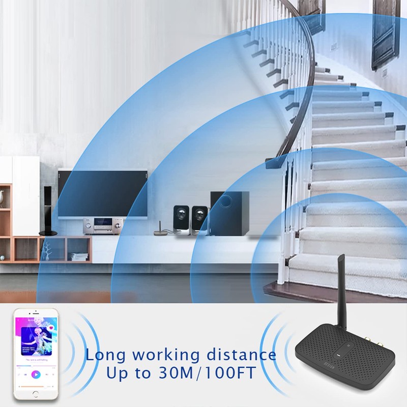 Besign BE-RCA Pro Long Range Bluetooth Adapter for Bluetooth Music