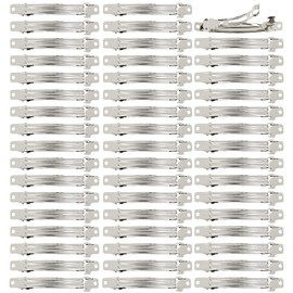 50 Pack 8 CM 3.15 Inch Silver Blank Square Rectangle Metal French Barrette Plain Base Hair Clips DIY Crafting Clips for Bows Ponytail Holder Accessories for Women Girls