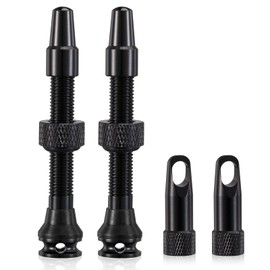 2PCS Bike Tubeless Presta Valve Stem, Black, Integrated Core Removal Tool(44 mm)