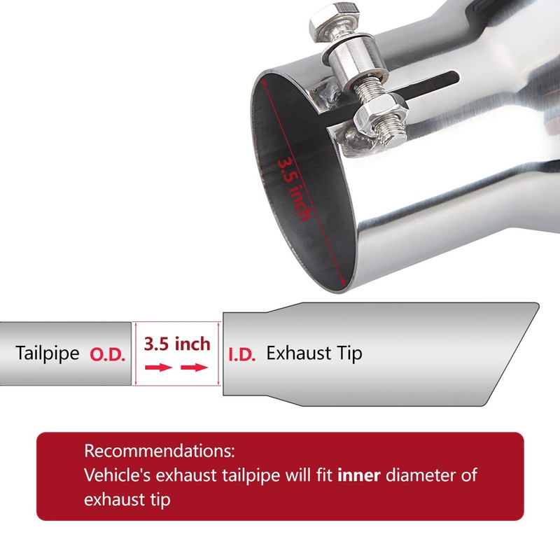 LCGP 3.5" Diesel Exhaust tip, 3.5''x5''x12'' Stainless Steel Exhaust Tailpipe
