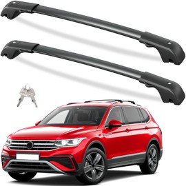 Tuyoung 220lbs Lockbale Roof Rack Cross Bars Compatible with Volkswagen VW Tiguan 2018-2024 (Not for Limited) & Taos 2022-2024, Heavy Duty Anti-Theft Aluminum Roof Rails Crossbars Rooftop Cargo Bars
