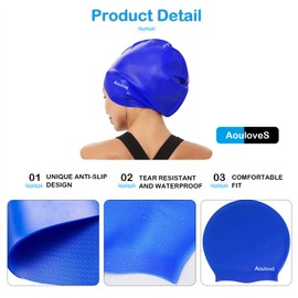 Aouloves Extra Large Long Hair Swim Cap for Braids and Dreadlocks Extensions Weaves Long Hair, Swimming Cap for Adult Youth to Keep Hair Dry, Easy to Put On and Off
