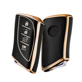 ELOHEI Key Fob Cover for Lexus, Key Fob Case Compatible with Lexus UX200 UX250h LS500 LS500H LC500 LC500h ES300h F-Sport ES350 GX 460 Premium Soft TPU 360 Degree Full Protection (Gold Edge Black)