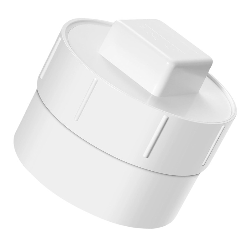 4" PVC Sewer Cleanout Adapter with Plug Pipe Fitting, PVC