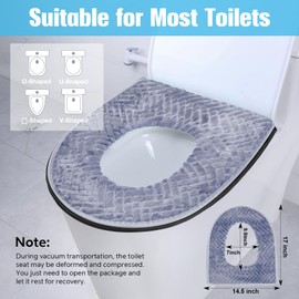 Riakrum 4 Pcs Toilet Seat Covers Pads for Bathroom Comfortable Toilet Seat Cushion Cover Soft Thicker Warmer Washable Toilet Seat Cover Pad with Zipper Home Reusable (Blue, Gray, Brown, Red,Elegant)