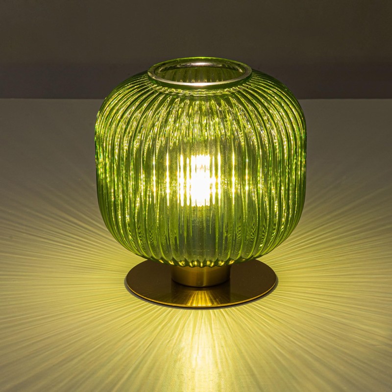 Soutas Glass Globe Table Lamp, Mid Century Modern Green Table