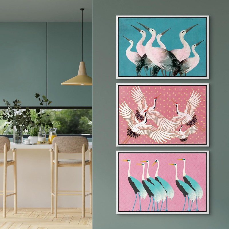 MUDECOR Framed Canvas Print Wall Art Set Japanese Crane Bird