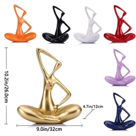 Orange Sculpture Woman Statue Abstract Art Female Statues, Modern Funky Home Decor Yoga - Orange Decor Accents, for Bookshelf Decorative Objects Shelves Office Shelf Desktop Figurines Decoration