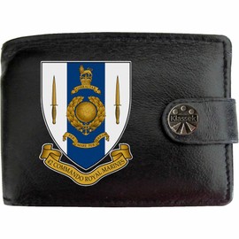 Klassek Royal Marines 42 Commando image Men wallet Real Leather Cap Badge Emblem Military Crest Insignia RFID Blocking with Coin Pocket and Metal gift Box