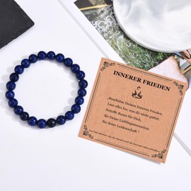 JEWTOP Bracelet with 8 mm Natural Stone Beads, Healing Stones Bracelet for Women, Protection Bracelet, Chakra Yoga Bracelet for Friendship/Couple/Girlfriend/Sister Bracelets, Stone