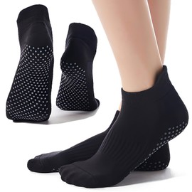 2 Pairs Pilates Socks Grip Socks Yoga Socks For Women Non Slip Anti Slip Women Grippy Socks for Yoga Ballet Pilates Barre Workout Sporting Supplies（Black）