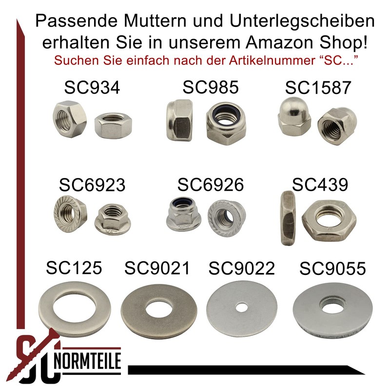 SC-Normteile SC7380-1 Rounded Head Screws with Hexagon Socket - M4