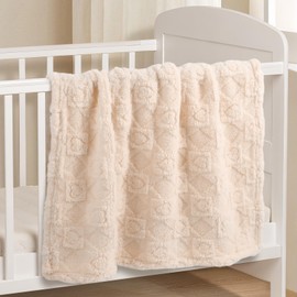 BYKOSY Baby Blanket - Ultra Soft Gift Box, Cozy Fluffy for Infant Toddler Newborn in Crib Stroller Heart Checkered 30"x40" Beige