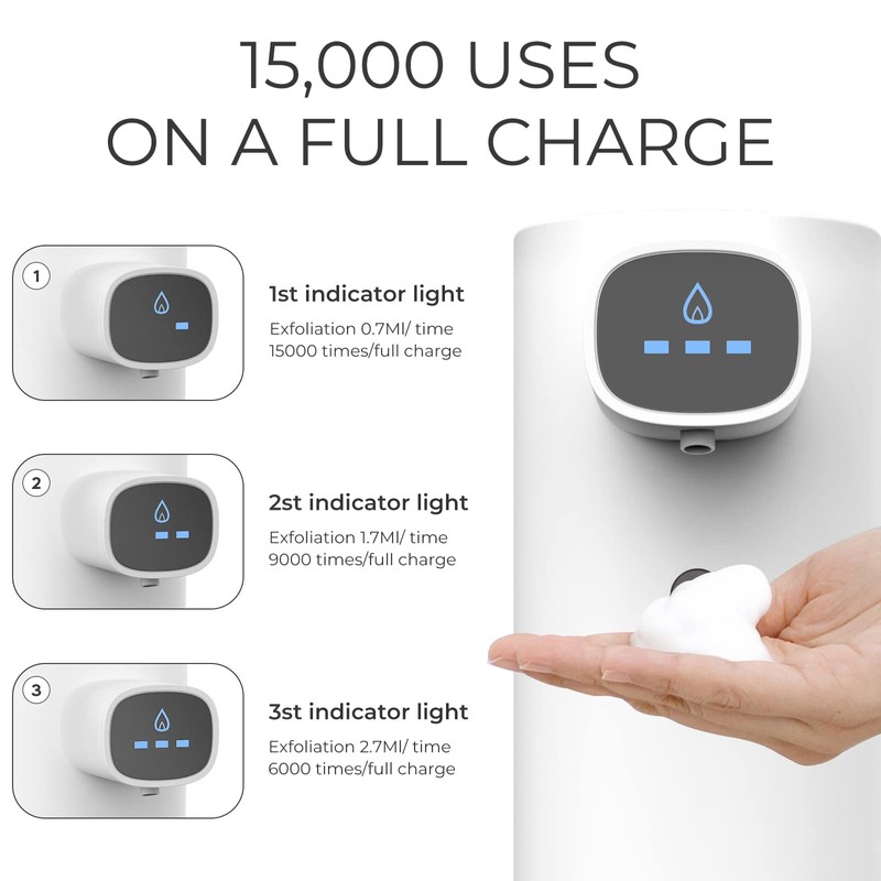 BEZADI Foaming Soap Dispenser 300ml Touchless USB Rechargeable Automatic Foam