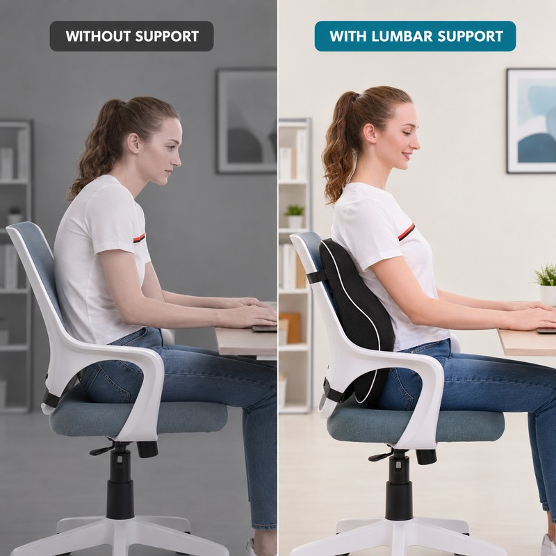 Memory Foam Lumbar Support Pillow for Office Chair and Car