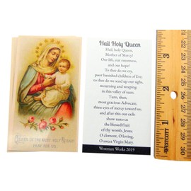 Westmon Works Mary Queen of the Rosary Holy Card Bulk Pack Prayer to Our Lady, Set of 10