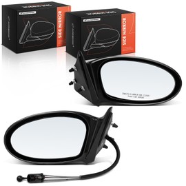 A-Premium Pair (2) Driver and Passenger Side Manual Door Mirror - Compatible with Oldsmobile Alero 2002-2004 & Pontiac Grand Am 2002-2005 - Non-Heated, Non-Folding, Black Outside Rear View Mirror