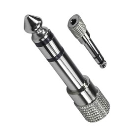 rhinocables 3.5mm Jack Socket to 6.35mm 1/4" Stereo Jack Plug Adapter Nickel Metal Audio Converter Small to Big