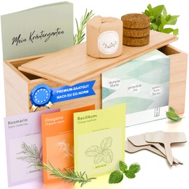 HAVENHAUS Herb Garden Italian | DIY Indoor Herb Garden Kitchen All Year Round | Herb Growing Set Including Herb Seeds, Potting Soil + Grow Box | Basil Rosemary Oregano Seeds | Growing Set Gift