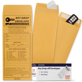 Volcora 100 Pack Key Drop Off Envelopes for After Hours, Night Drop Key Envelopes for Auto Shop Repair, Self Adhesive Envelope for Service Drop Box Overnight, Early Bird, Bussines 4 1/2 x 10 3/10 in