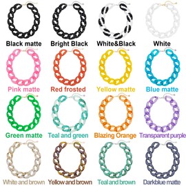 Firstmeet Chunky Acrylic Necklace Smooth Chain Link Cool Statement Choker Cuban Jewelry for Women(XL-1118-Darkblue matte)