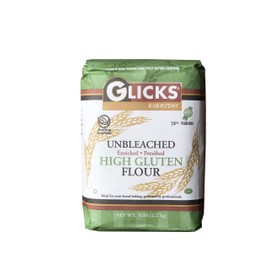 Glicks Unbleached High Gluten Flour, (5 Pounds) Enriched, Presifted, Kosher, No Preservatives