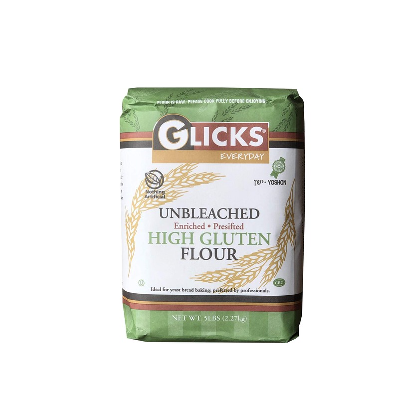 Glicks Unbleached High Gluten Flour, (5 Pounds) Enriched, Presifted, Kosher,