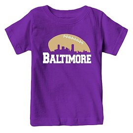 Xtreme Apparrel Baltimore Football Skyline Kid's Fan T-Shirt (Purple Shirt, 4T)
