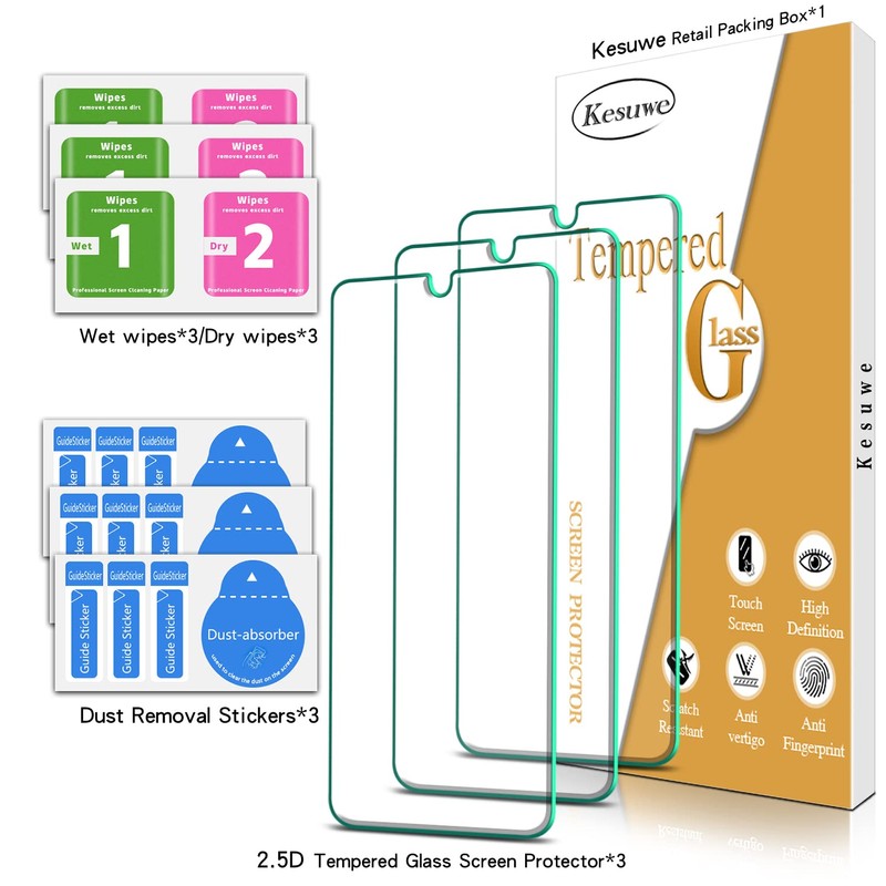 Kesuwe [3-Pack] Screen Protector For LG Stylo 6 Tempered Glass,