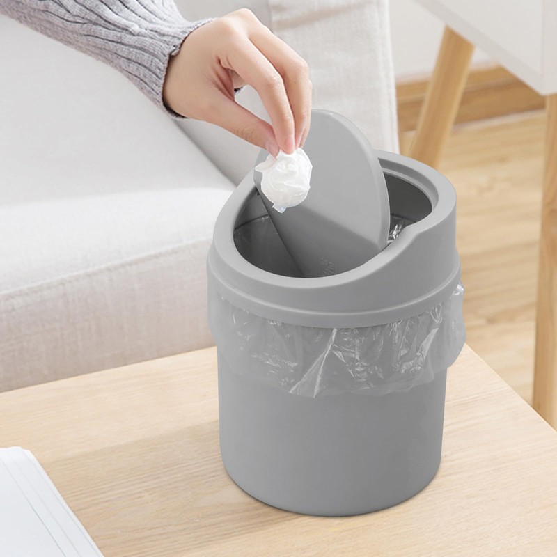 Waikhomes 2 Liters Mini Countertop Garbage Can with Lid, Swing