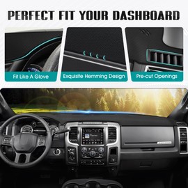 FIILINES Dash Cover for 2010-2018 Dodge Ram 1500 2500 3500(Without Hud), Dashboard Mat Accessories Dash Cover Sunshade Nonslip Mesh Protector No Glare Black