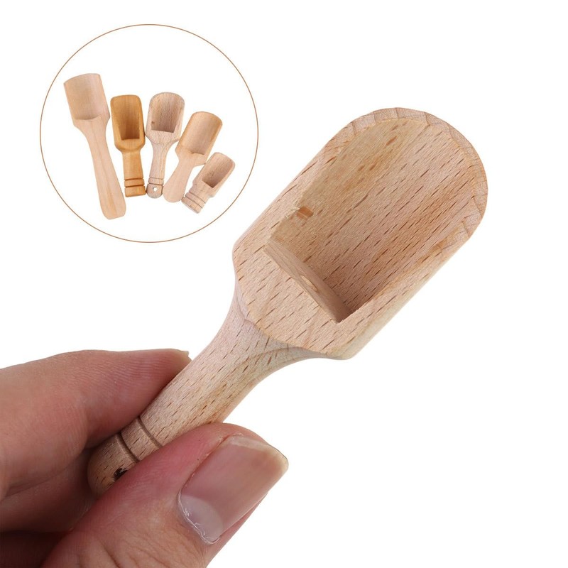 Healvian Washing Jar Spoons 5 Pcs Mini Wooden Scoop Small
