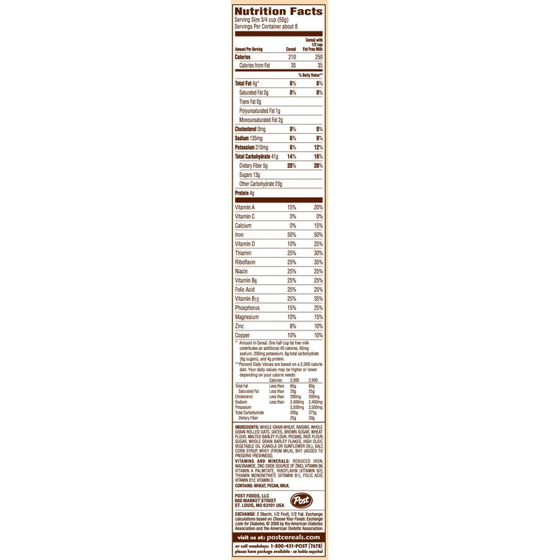 Post Selects Great Grains Raisin, Date & Pecan Cereal, 16-Ounce