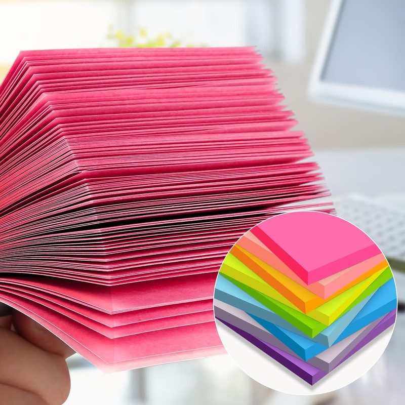 (18 Pads) Sticky Notes 3x3 inch, Self-Stick Pads Bright Colors