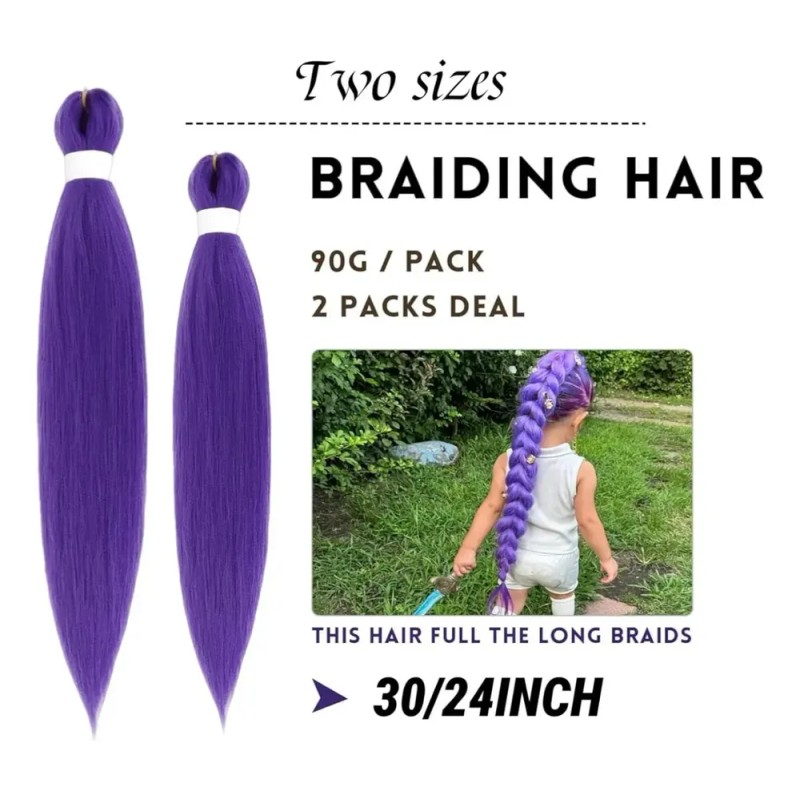 Set De 2 Extensiones De Cabello Trenzado Morado Estilo Rumi