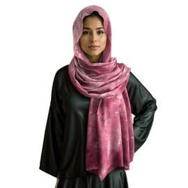 MiaoChoice Tie Dye Printed Hijab Soft Premium Viscose Cotton Modal Scarf Muslim Turban Abaya Accesorries Women Elegant Shawl (PurpleRed)