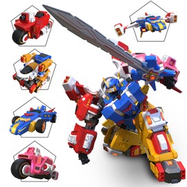 STOULKD 5-in-1 Transforming Vehicles Playset Include Motorcycles, Planes, Go-Karts -STEM Stacking Car Kit, Robot Transformation, Birthday Gift for Toddler Kids 7 Years Old Boys Girls