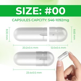 AngtaiJN Empty Vegan Capsules, 00 (1000 Pieces), Empty Capsules for Filling with 2 Micro Spoons, DIY Capsule Cases for Capsule Filler, Size 00